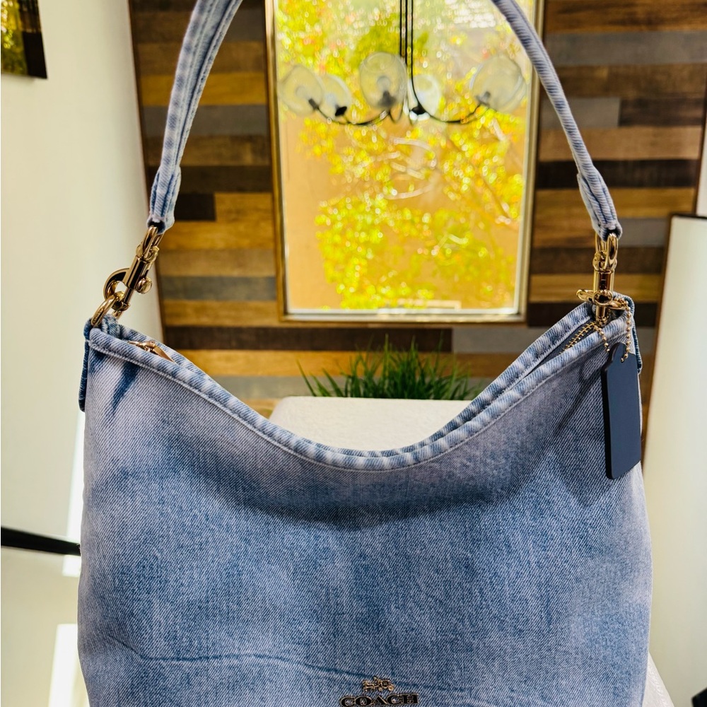 Coach Light Blue Denim Hobo with Gold Hardware WITHOUT CHARMS - Picture 2 of 5